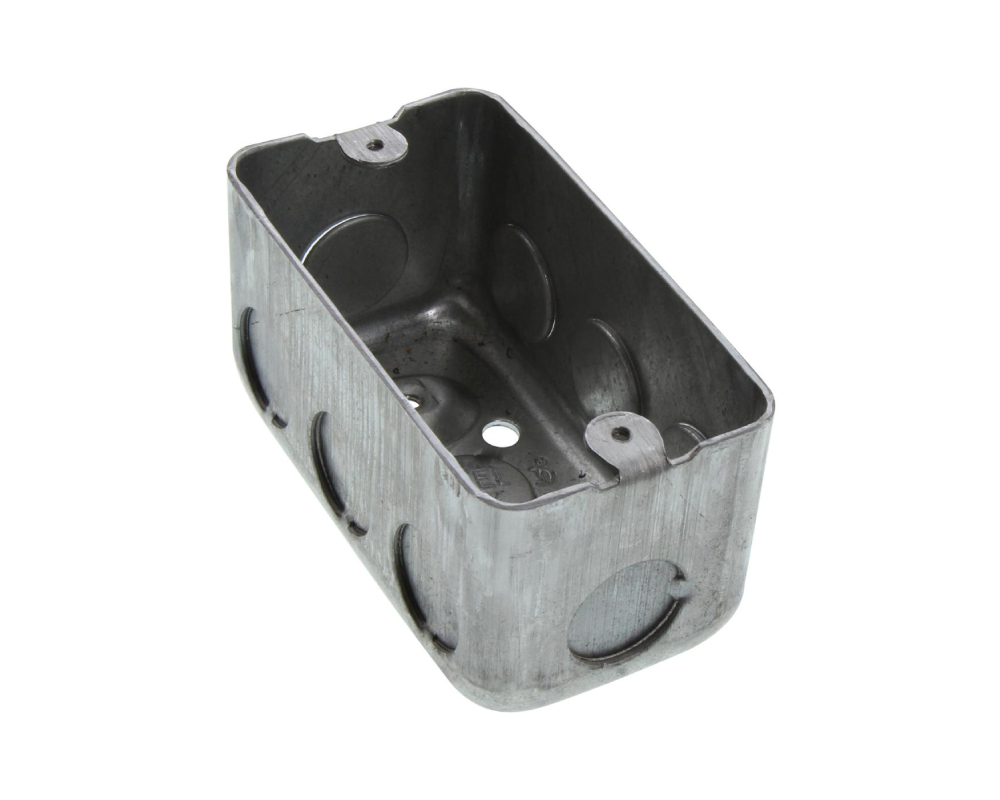 One Gang Utility Box, 4"L x 2.125"W x 2.125"D, 1/2" Knockouts, GalvSteel