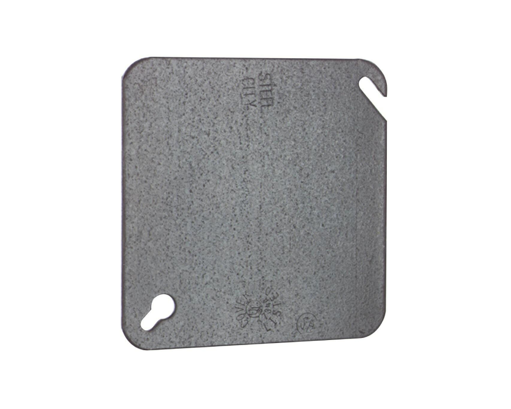 Square Box Cover, 4 Inch Square, Pre-Galvanized Steel, Flat and Blank