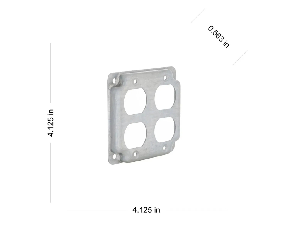 4 in. Square Cover, Exposed Work, 2-Duplex
