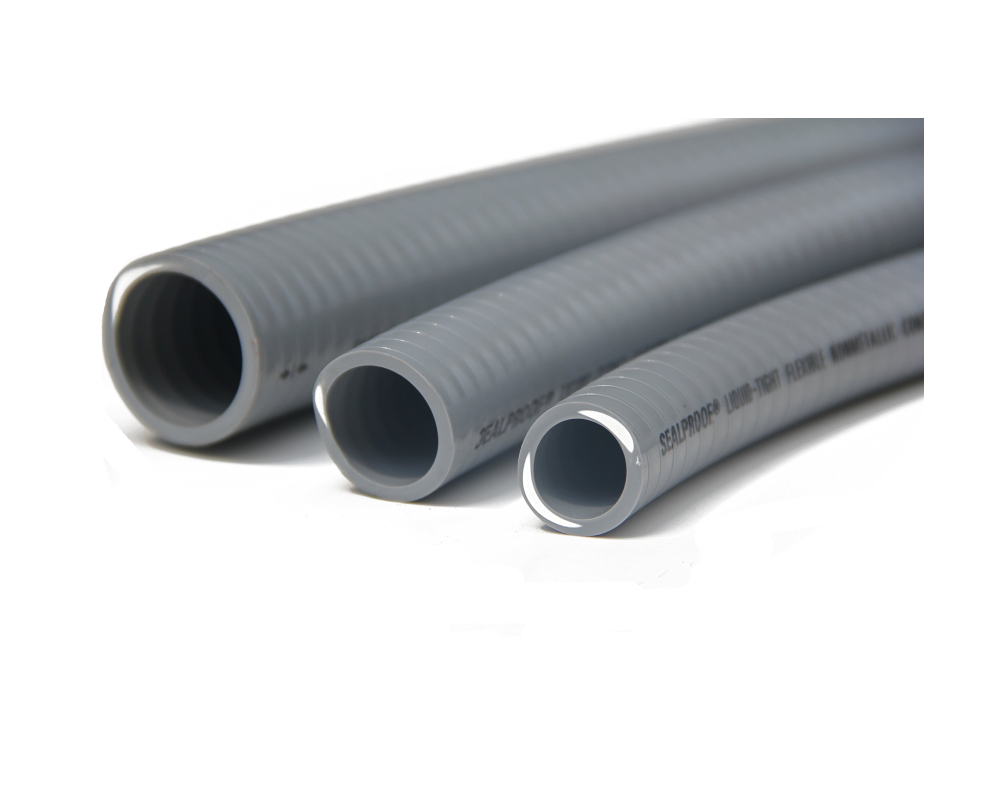 1" Liquid-Tight Flexible Metallic Conduit, 100 FT Coil, UL Listed, Gray.