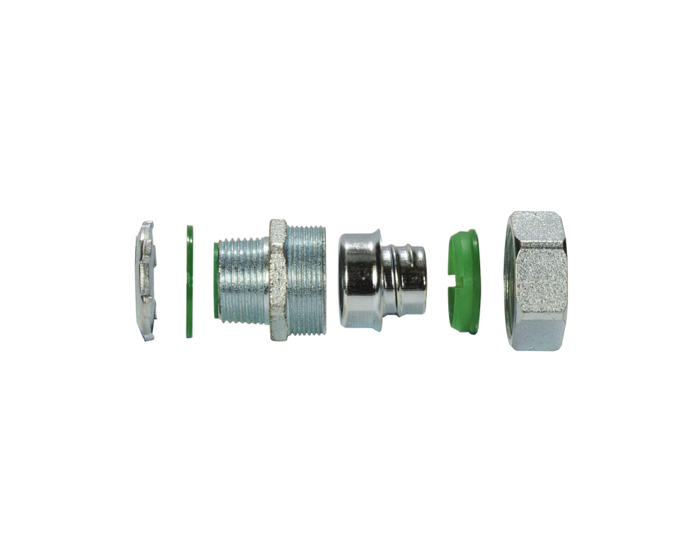 1-1/4 INCH Straight Liquid Tight Connector, Malleable Iron, Insulated Throat