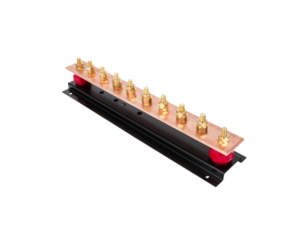 8Way earth bar ,tin plated w/o disconnecting link Length 500MM X Width 90MM X Height 62MM with plastic base Equivalent to Furse# LK245-8-T