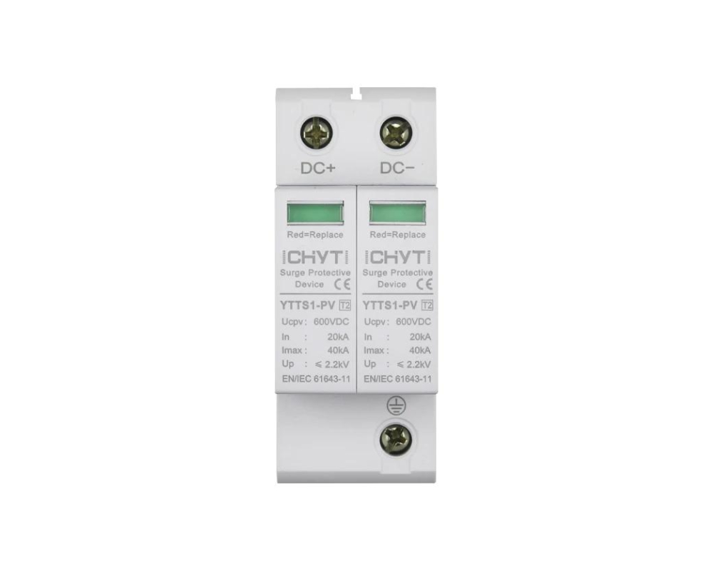 2P 3P Solar PV Din Rail 600V 1000V 1500V 20KA-40KA SPD Arrester Lightning Protector DC Surge Protective Device