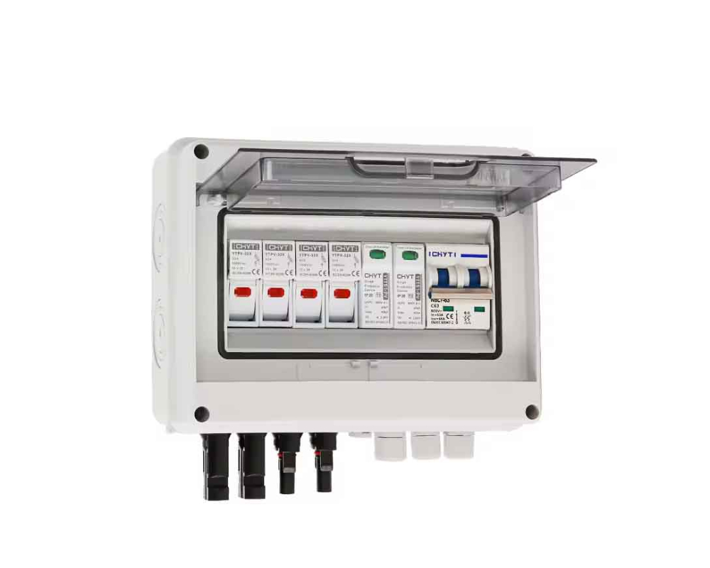 2 Input 1 Output 600V Outdoor Waterproof IP65 PV Solar Surge Lightning Protection DC Combiner Box